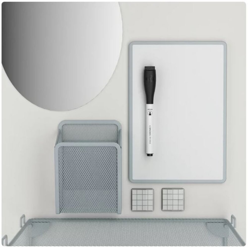 NEW School Locker Organizer Shelf Whiteboard Storage Cup Dry Erase Mirror Magnet